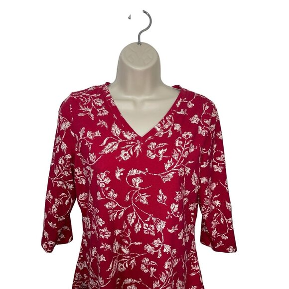 DENIM & COMPANY Women's XXS Red Floral Stretch Fabric Top - Picture 4 of 11